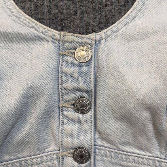 Levi’s Womens XS Button Down Denim Slim Fit Halter Top Janeesah Light Wash NEW - Picture 4 of 12